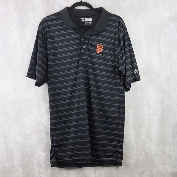 San Francisco Giants Polo Mens Size Large Baseball MLB Black Stripes Embroidered - Picture 1 of 7